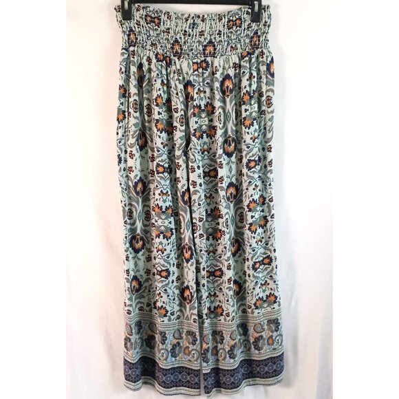 Classic Concepts Wide Leg Cropped Pants XL Floral Paisley Blue NWOT Comfy - Picture 3 of 5